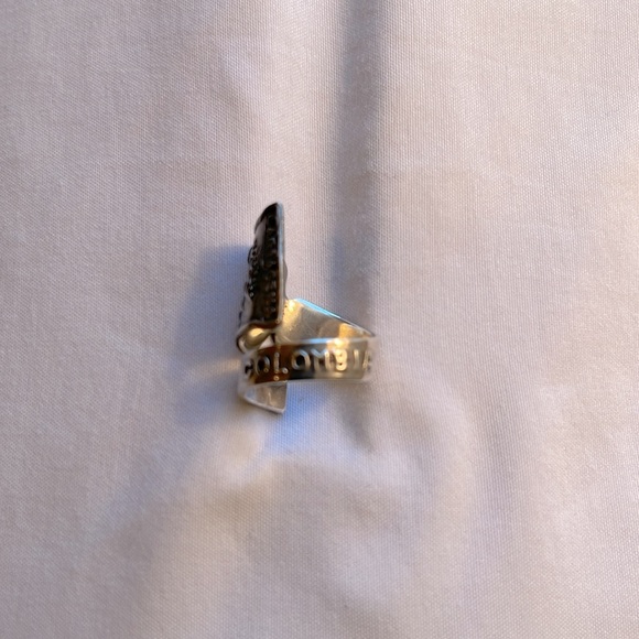 Vintage 925 Silver Spoon Ring with Cross and Crown; Says Cartagena Colombia - Picture 4 of 6